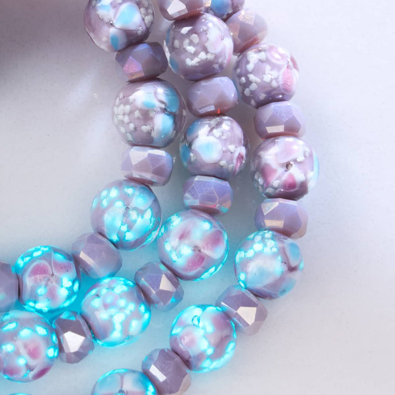 Lila Orchidee | 925 Sterling Silber | Glühwürmchen-Glasblütenarmband