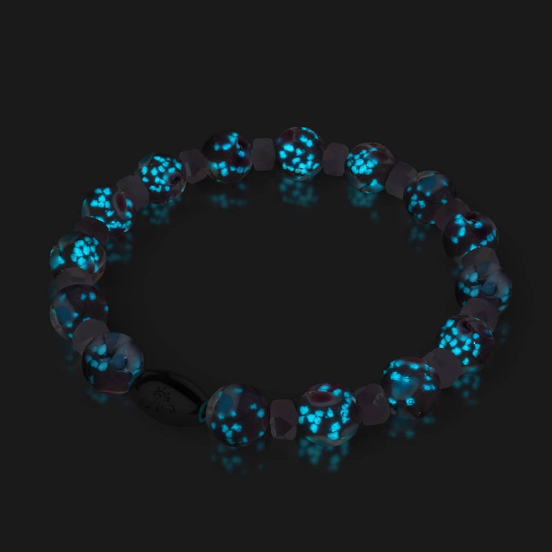 Lila Orchidee | 925 Sterling Silber | Glühwürmchen-Glasblütenarmband