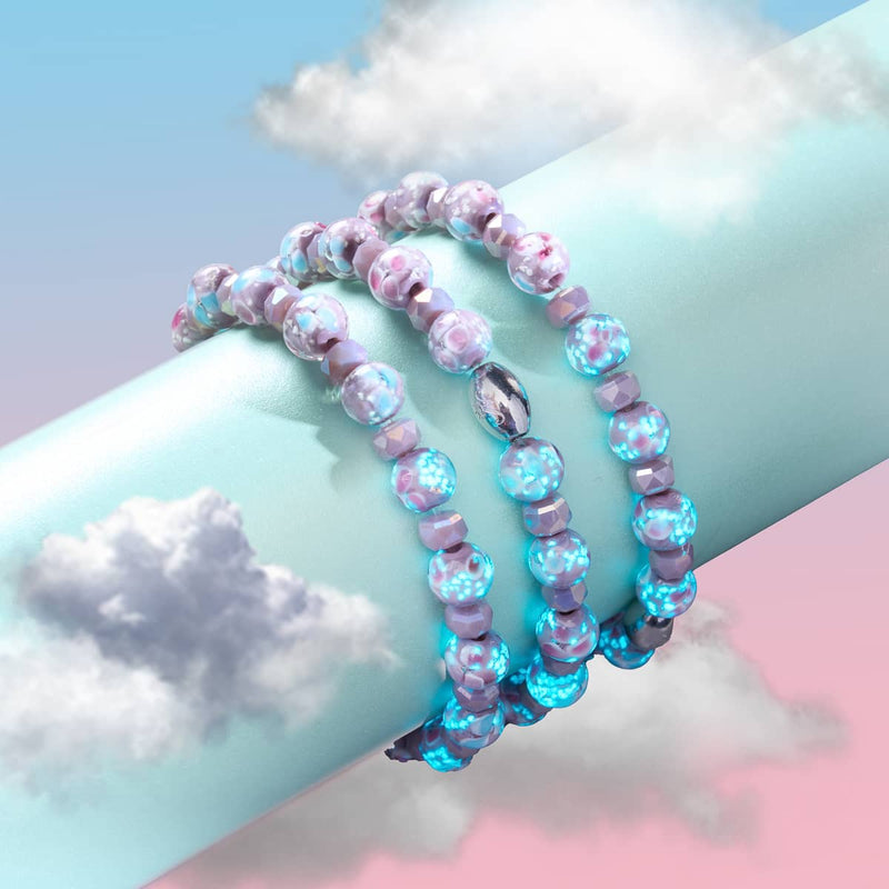 Lila Orchidee | 925 Sterling Silber | Glühwürmchen-Glasblütenarmband