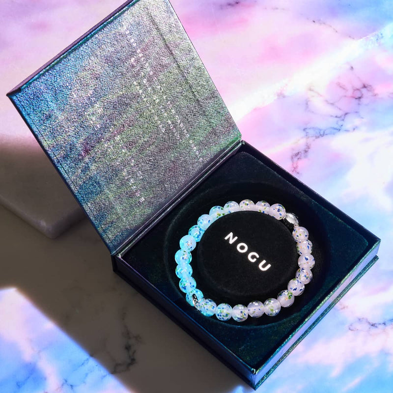 Lila Sukkulente | 925 Sterling Silber | Glühwürmchen-Glasarmband