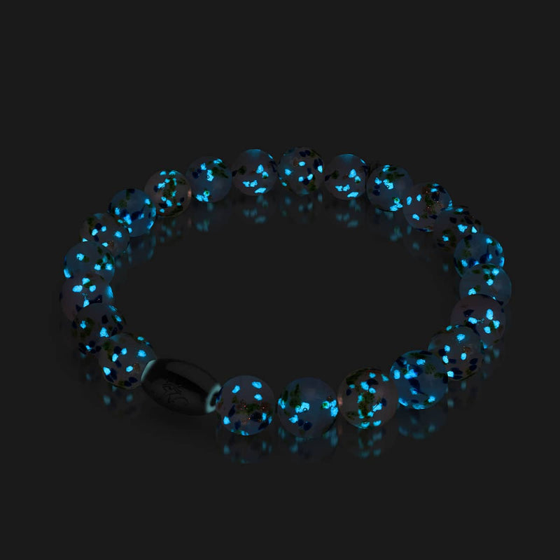 Lila Sukkulente | 925 Sterling Silber | Glühwürmchen-Glasarmband