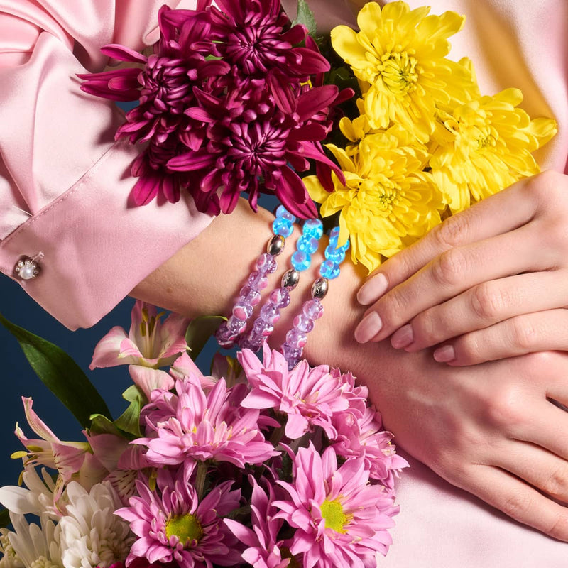 Lila x Pink | 925 Sterling Silber | Firefly Glas Liebesarmband