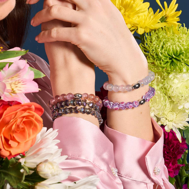 Lila x Pink | 925 Sterling Silber | Firefly Glas Liebesarmband