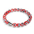 Rot | 925 Sterling Silber | Glühwürmchen-Glas-Armband mit bösem Blick