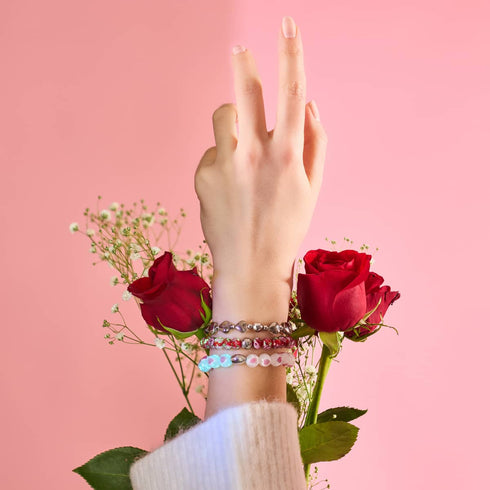 Rote Rosen | Firefly Glas Diamanten Armband