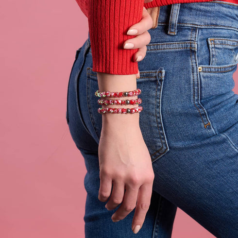 Rote Rosen | Firefly Glas Diamanten Armband