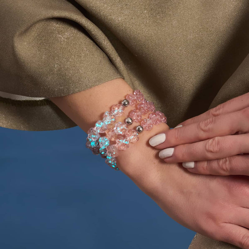 Rosenwasser | Silber | Glühwürmchen-Glasklee-Armband