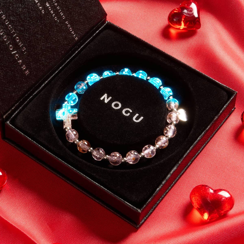 Rosenwasser | Silber | Glühwürmchen-Glaskreuz-Armband