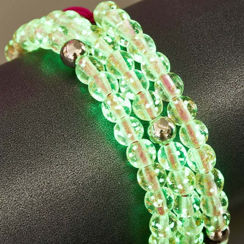 Rosenwasser x Magenta | Mini-Glühwürmchen-Glas-Makramee-Armband