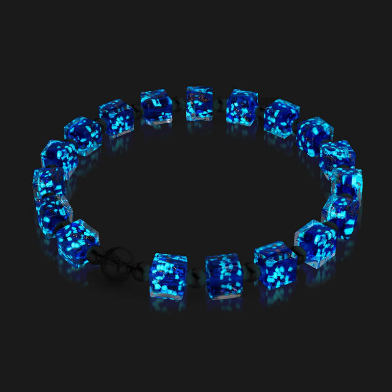 Saphir | Silber | Firefly Glaskieselarmband