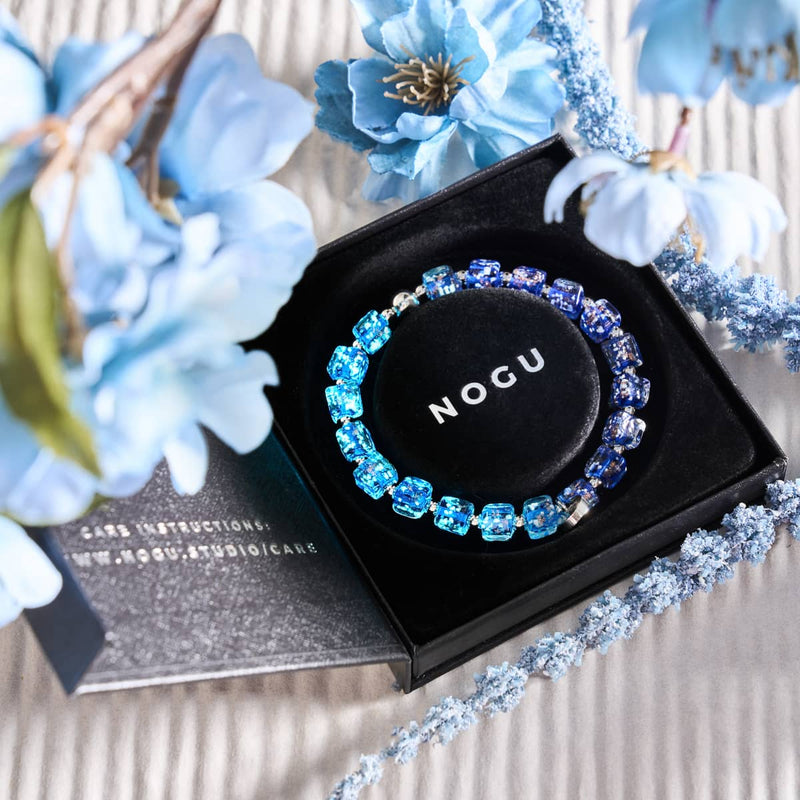 Saphir | Silber | Firefly Glaskieselarmband