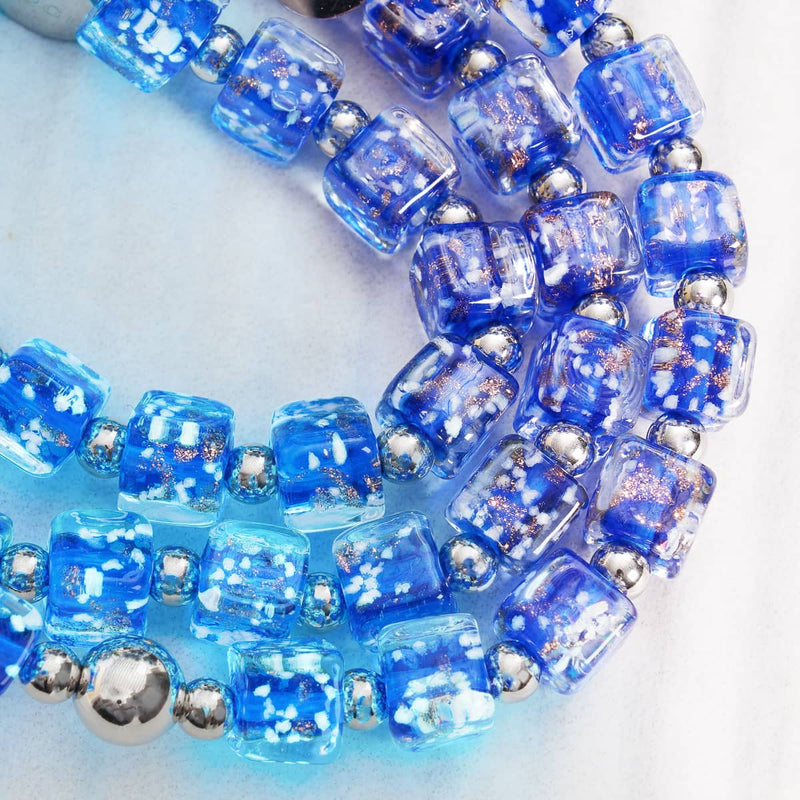 Saphir | Silber | Firefly Glaskieselarmband