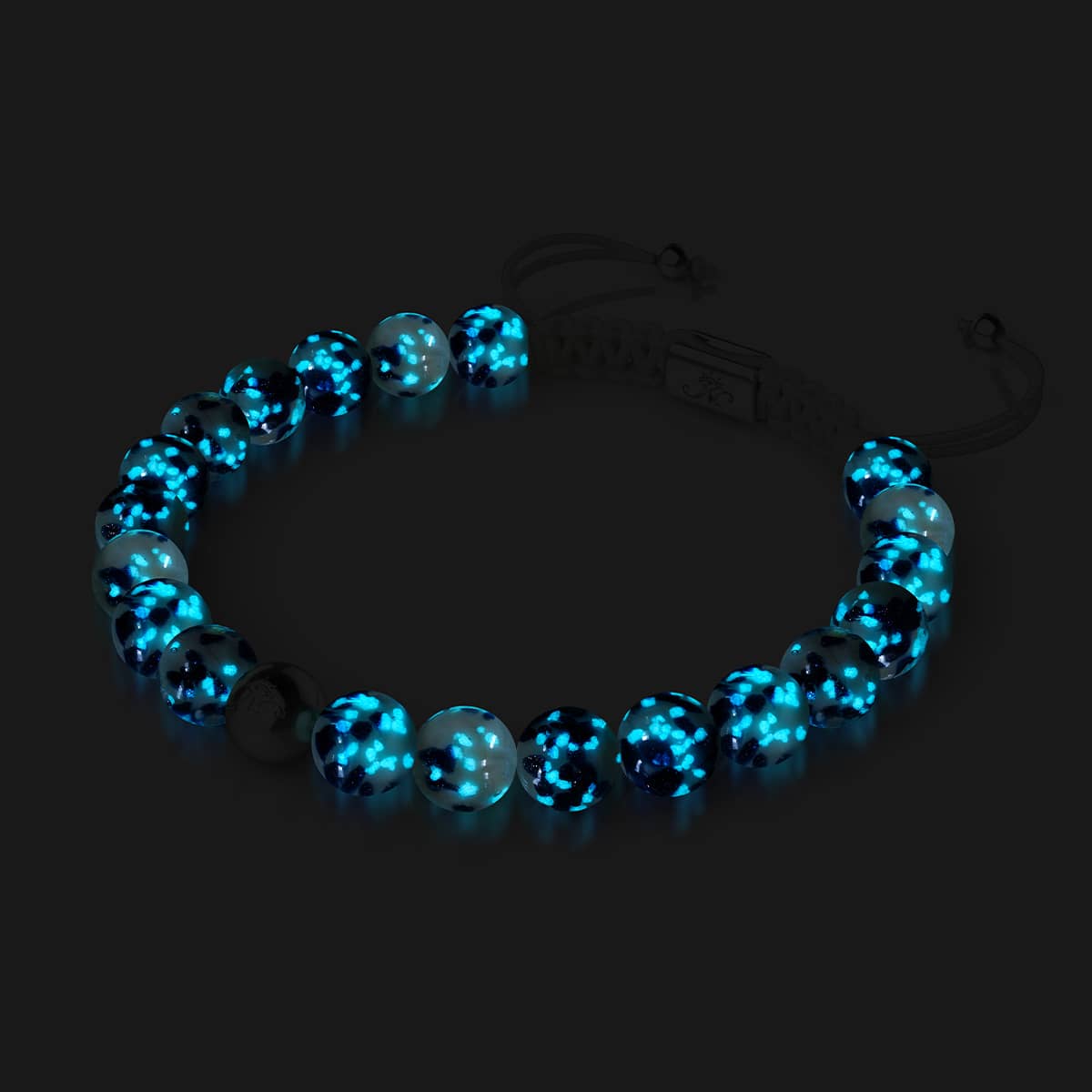 Sternenlichtwellen | Silber | Glühwürmchen-Glas-Makramee-Armband