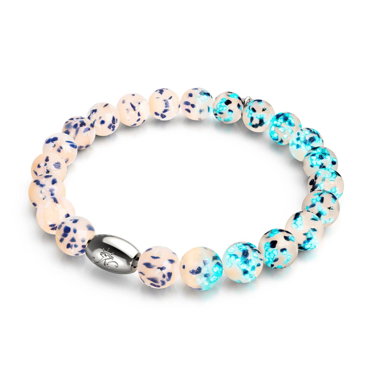 Sonnenuntergangssand | 925er Sterlingsilber | Glühwürmchen-Glasarmband