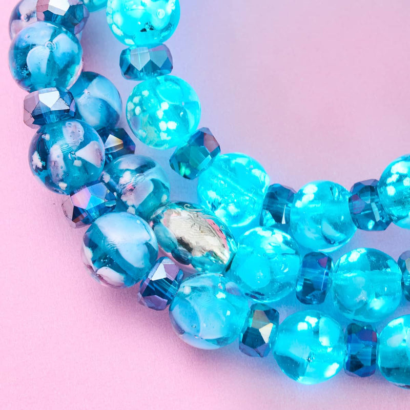 Blaugrüne Orchidee | 925er Sterlingsilber | Glühwürmchen-Glasblütenarmband