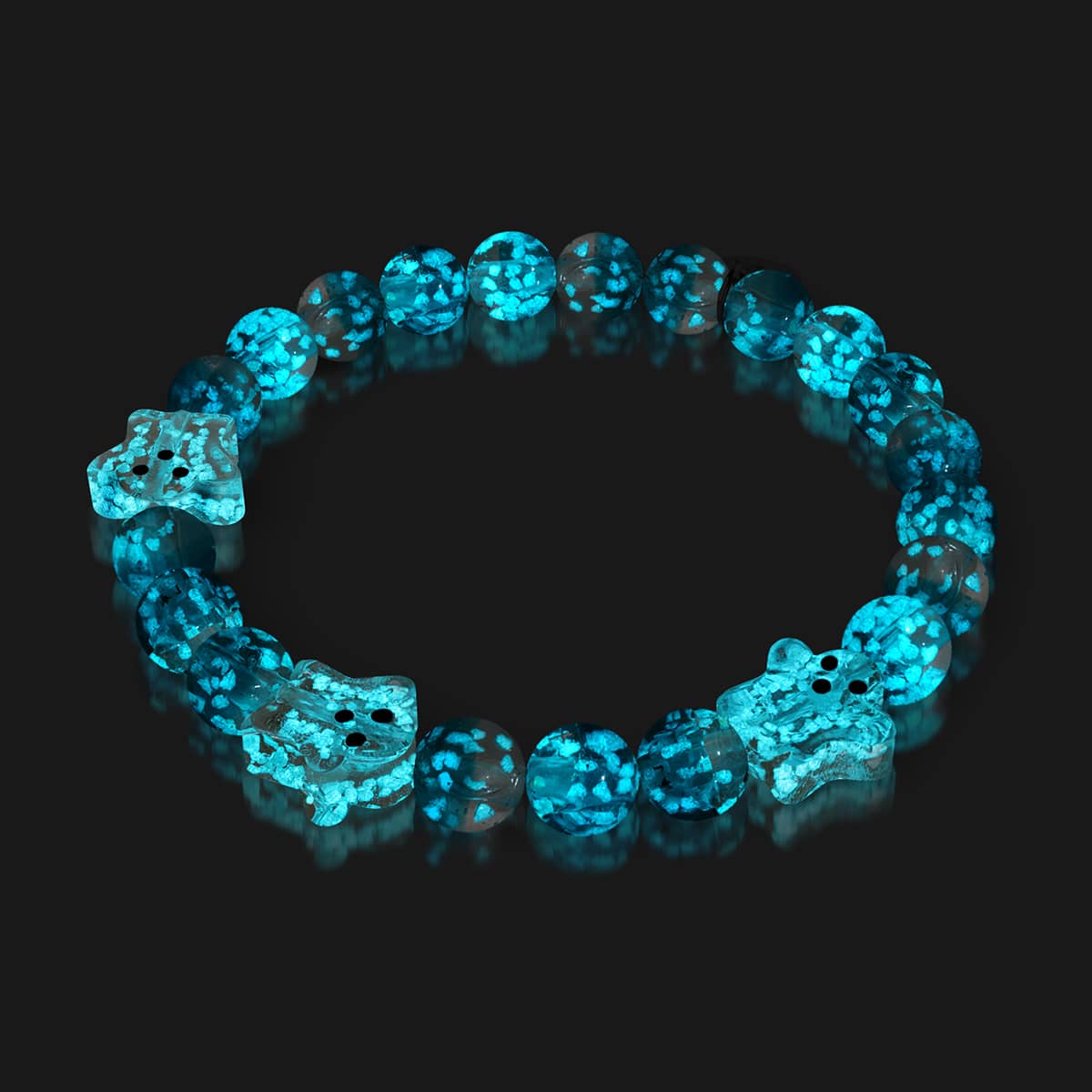 Blaugrünes Phantom | Silber | Glühwürmchen-Glasgeisterarmband