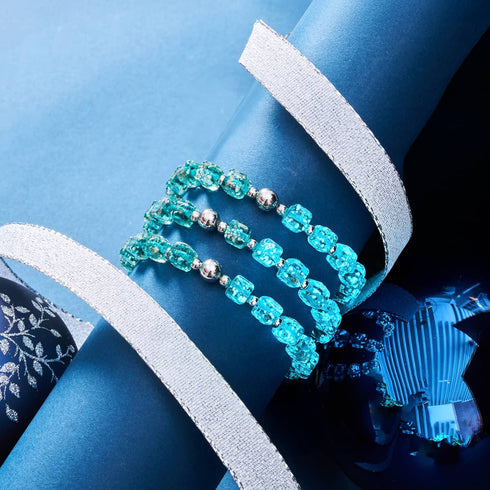 Blaugrün | Silber | Firefly Glaskieselarmband