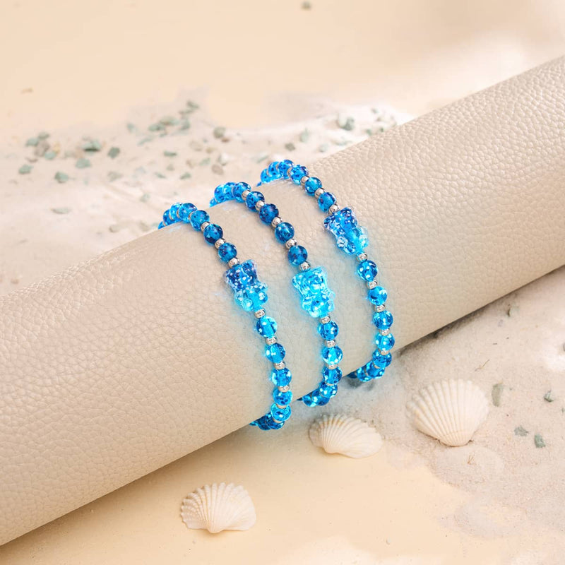 Topaz Flame | Silver | Firefly Glass Bear Bracelet