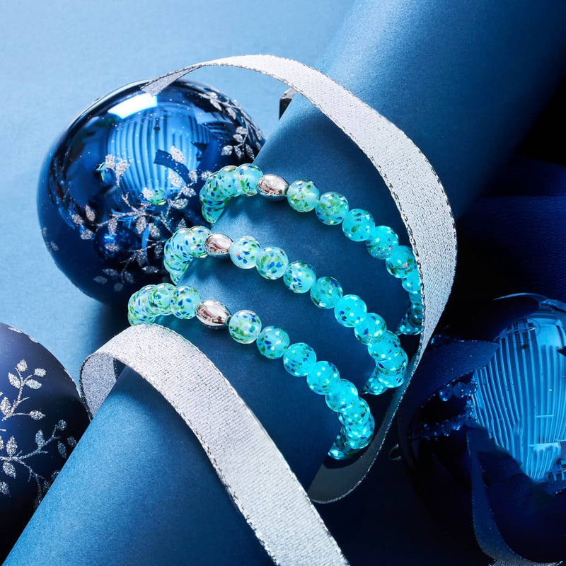 Türkis-Grünminze | 925er Sterlingsilber | Glühwürmchen-Glasarmband