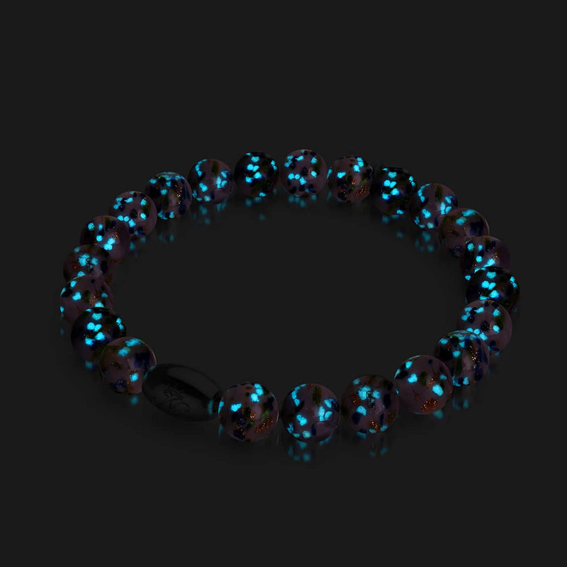 Violettes Wintergrün | 925 Sterling Silber | Glühwürmchen-Glasarmband