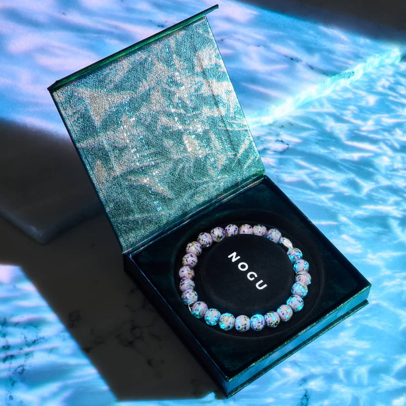 Violettes Wintergrün | 925 Sterling Silber | Glühwürmchen-Glasarmband