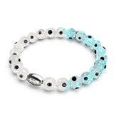 Weiß | 925 Sterling Silber | Glühwürmchen-Glas-Armband mit bösem Blick