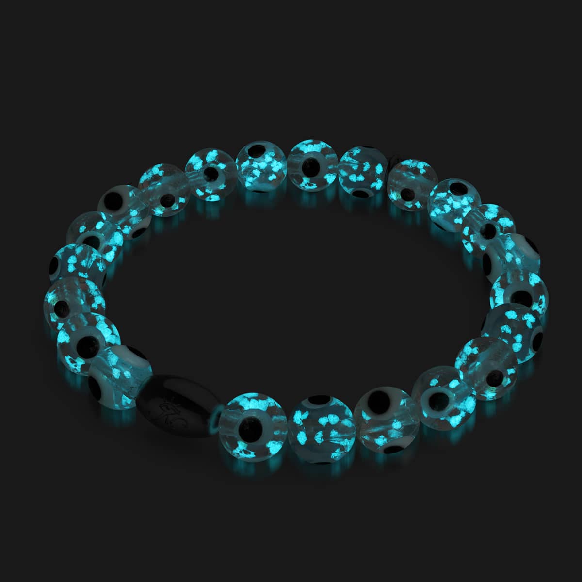 Weiß | 925 Sterling Silber | Glühwürmchen-Glas-Armband mit bösem Blick