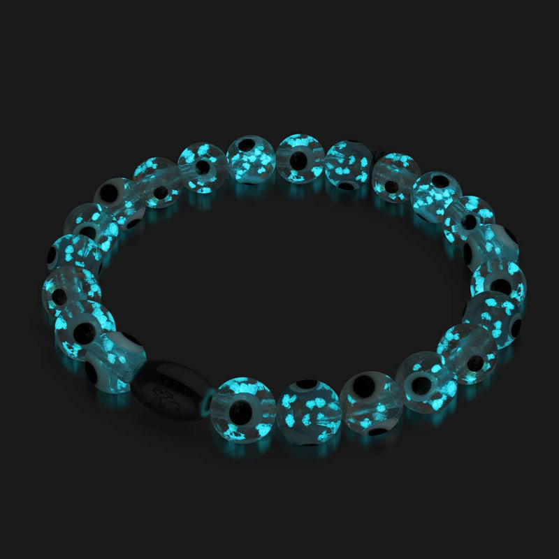 Weiß | 925 Sterling Silber | Glühwürmchen-Glas-Armband mit bösem Blick