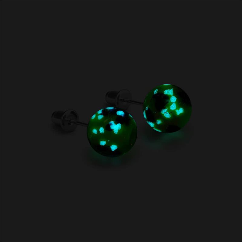 Blauer Limoncello | 925er Sterlingsilber | Glühwürmchen-Glas-Ohrstecker