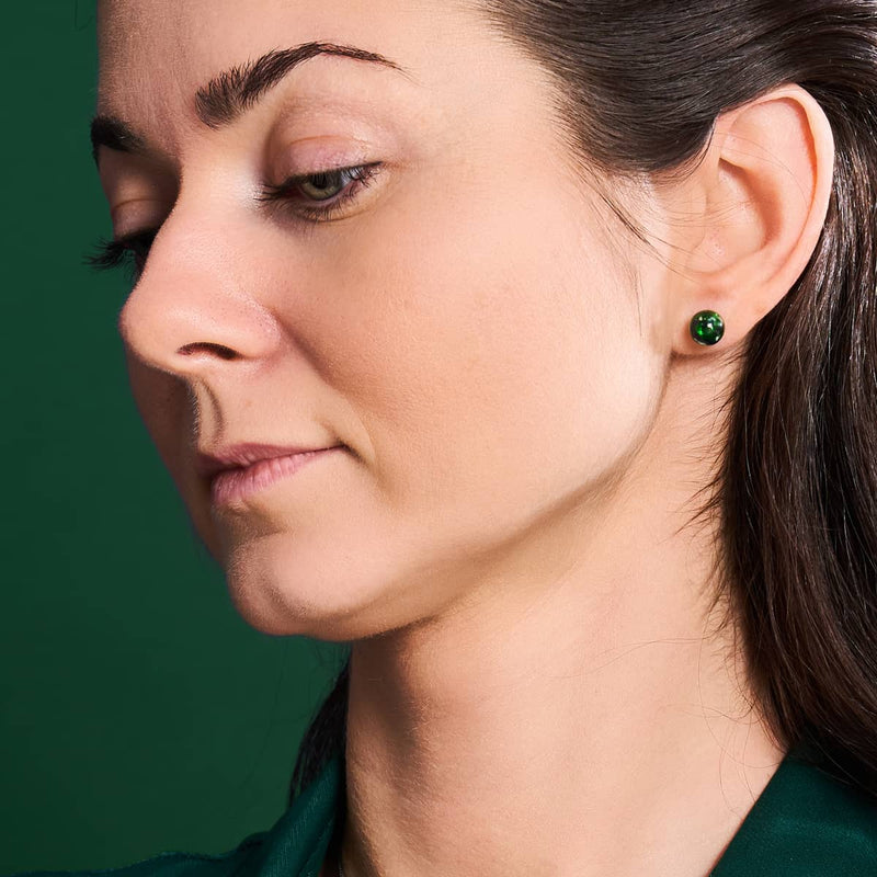 Blaues Kleeblatt | 925er Sterlingsilber | Glühwürmchen-Glas-Ohrstecker