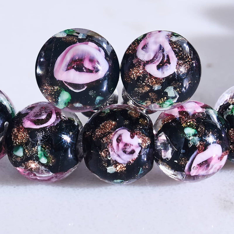 Verzauberte Rose | 925er Sterlingsilber | Glühwürmchen-Glas-Ohrstecker