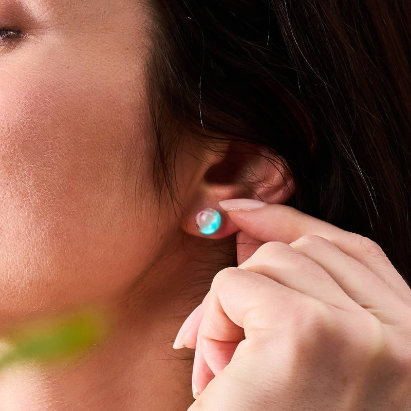 Orchideenblüten | 925er Sterlingsilber | Glühwürmchen-Glasblüten-Ohrringe