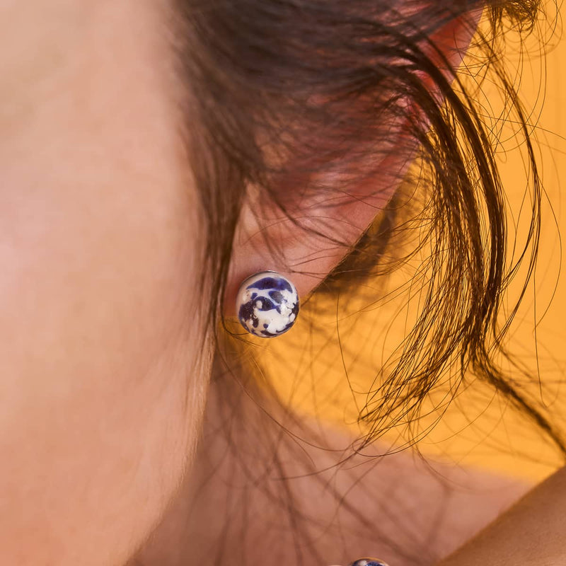 Sternenlichtwellen | 925er Sterlingsilber | Glühwürmchen-Glas-Ohrstecker