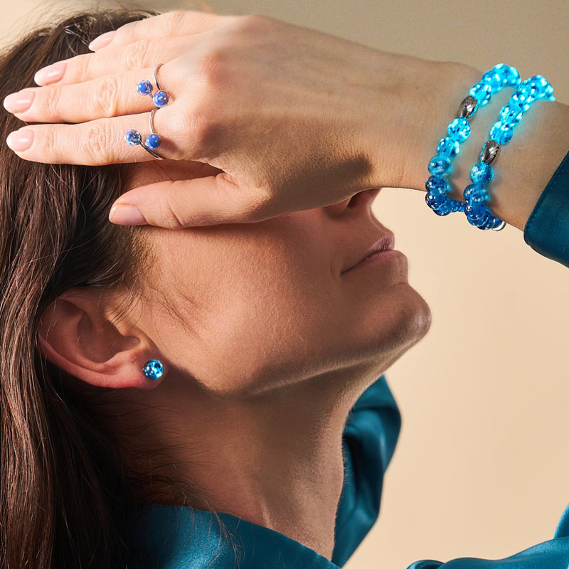 Topas-Flamme | 925er Sterlingsilber | Glühwürmchen-Glas-Ohrstecker