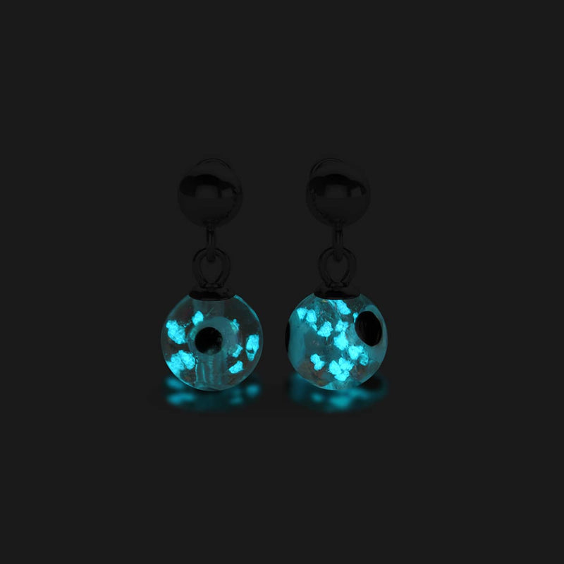 Weiß | 925 Sterling Silber | Firefly Glas Evil Eye Tropfen Ohrstecker