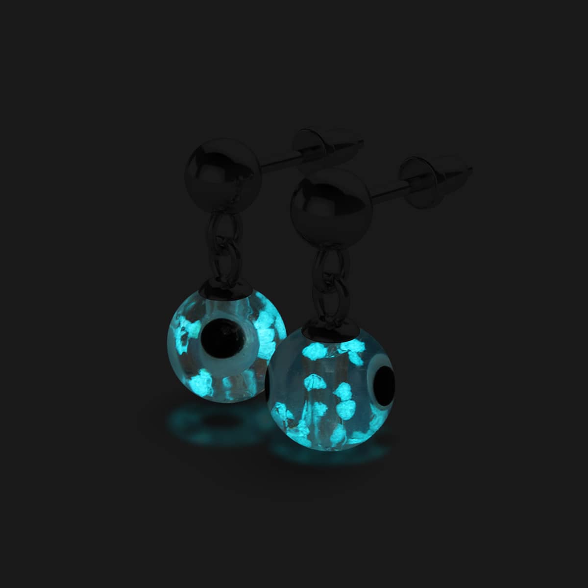 Weiß | 925 Sterling Silber | Firefly Glas Evil Eye Tropfen Ohrstecker