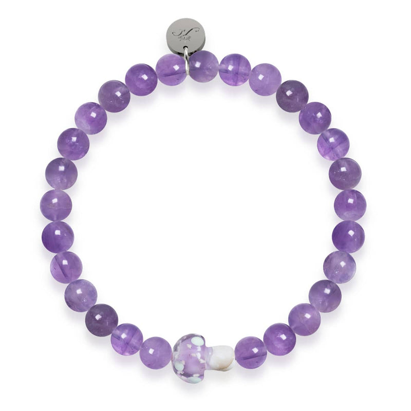 Amethyst | 925er Sterlingsilber | Glühwürmchen-Glaspilz-Edelsteinarmband