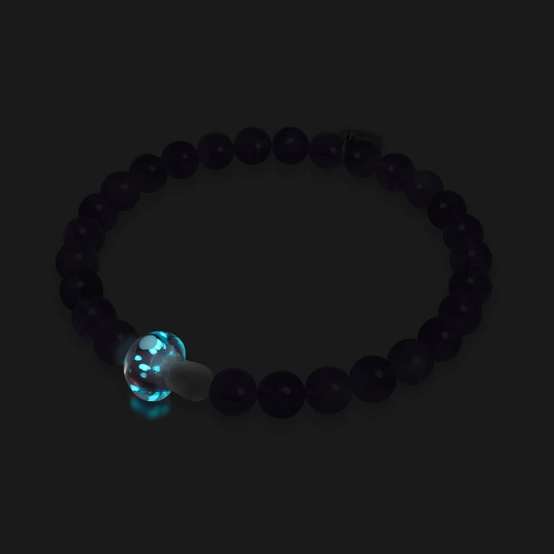 Amethyst | 925er Sterlingsilber | Glühwürmchen-Glaspilz-Edelsteinarmband