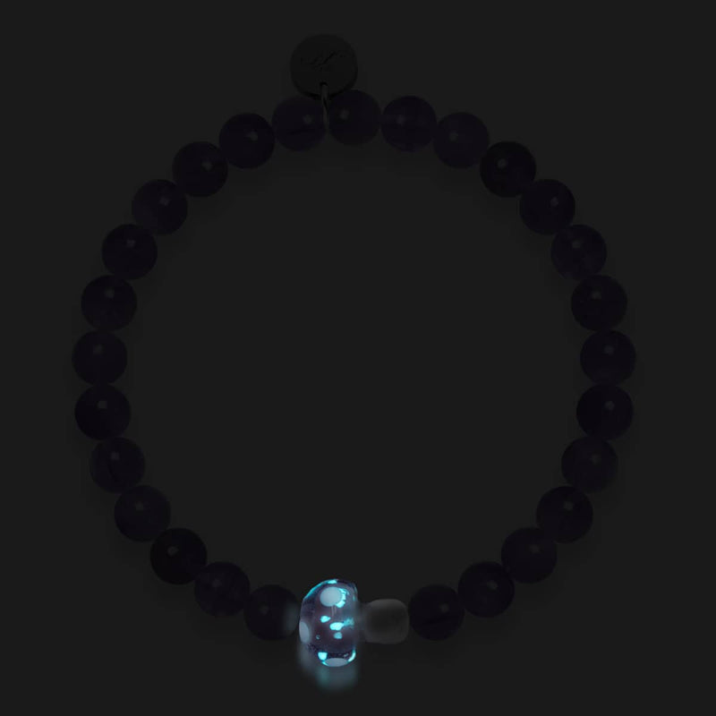 Amethyst | 925er Sterlingsilber | Glühwürmchen-Glaspilz-Edelsteinarmband