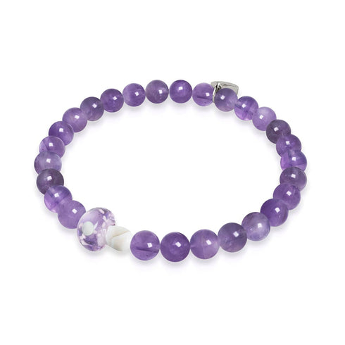 Amethyst | 925er Sterlingsilber | Glühwürmchen-Glaspilz-Edelsteinarmband