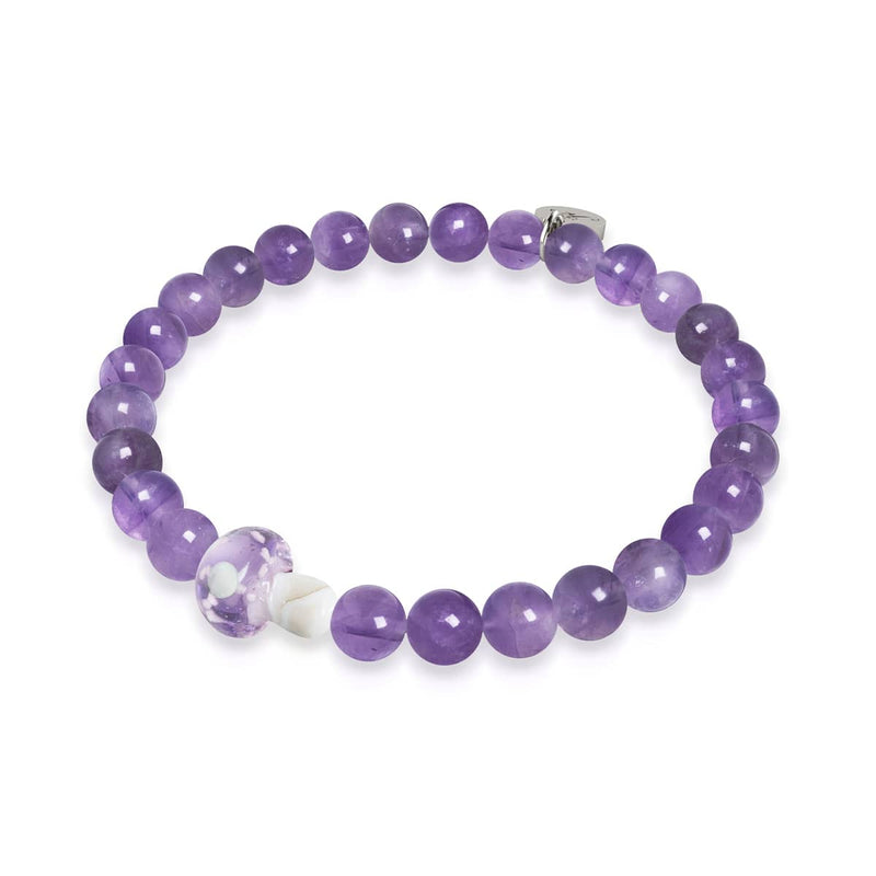Amethyst | 925er Sterlingsilber | Glühwürmchen-Glaspilz-Edelsteinarmband