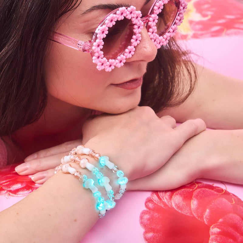 Erröten | 925 Sterling Silber | Deluxe Glühwürmchen-Glaspilz-Armband