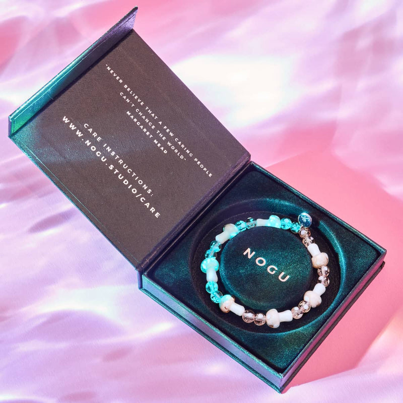 Erröten | 925 Sterling Silber | Deluxe Glühwürmchen-Glaspilz-Armband