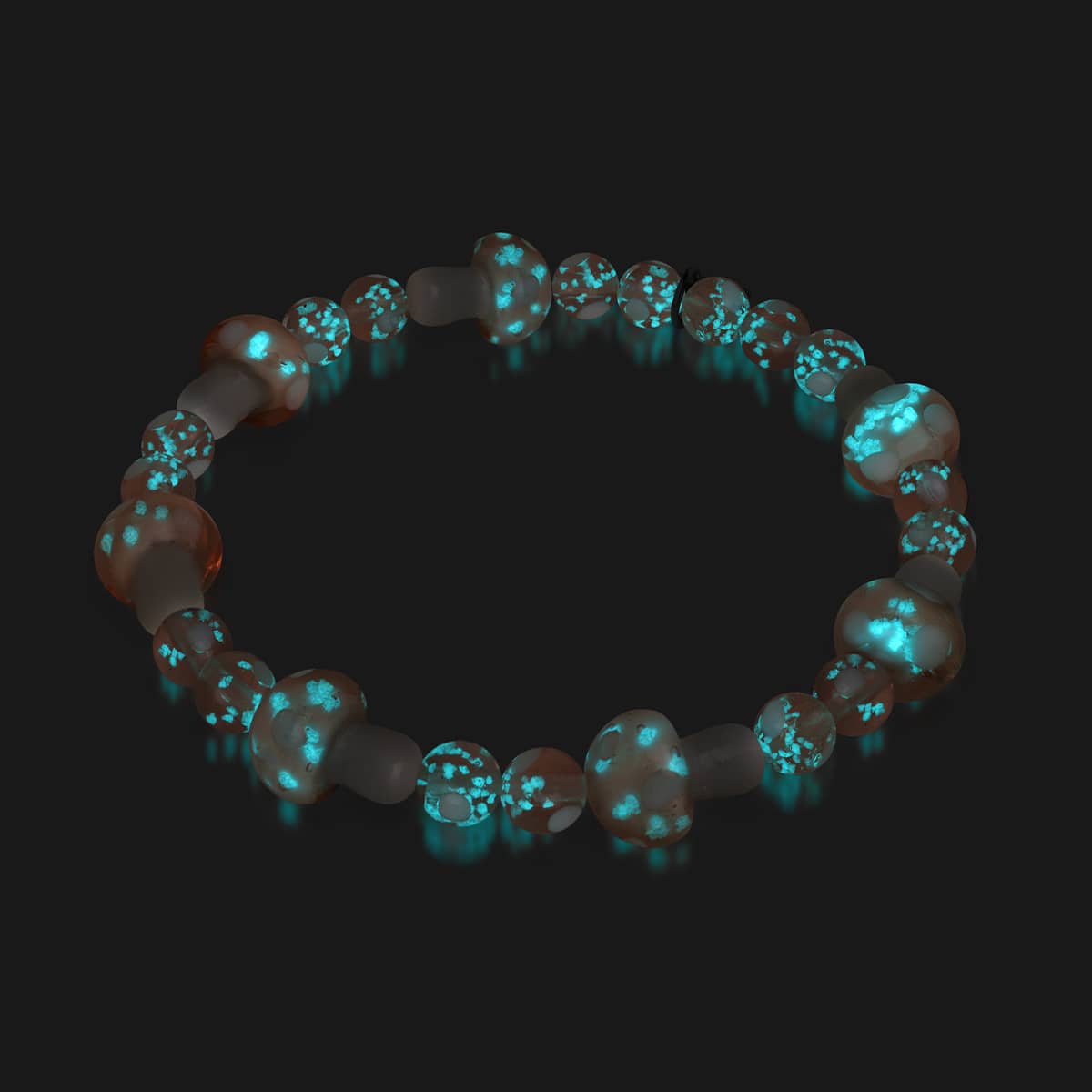 Erröten | 925 Sterling Silber | Deluxe Glühwürmchen-Glaspilz-Armband