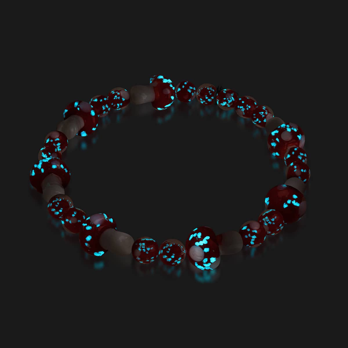 Kardinal | 925 Sterling Silber | Deluxe Glühwürmchen-Glaspilz-Armband