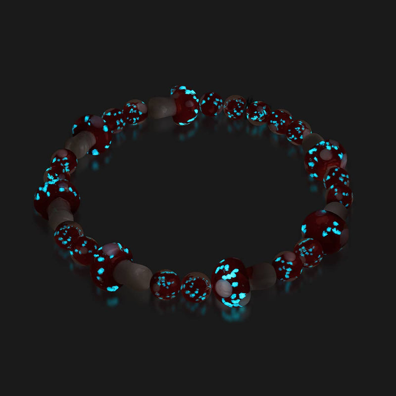 Kardinal | 925 Sterling Silber | Deluxe Glühwürmchen-Glaspilz-Armband