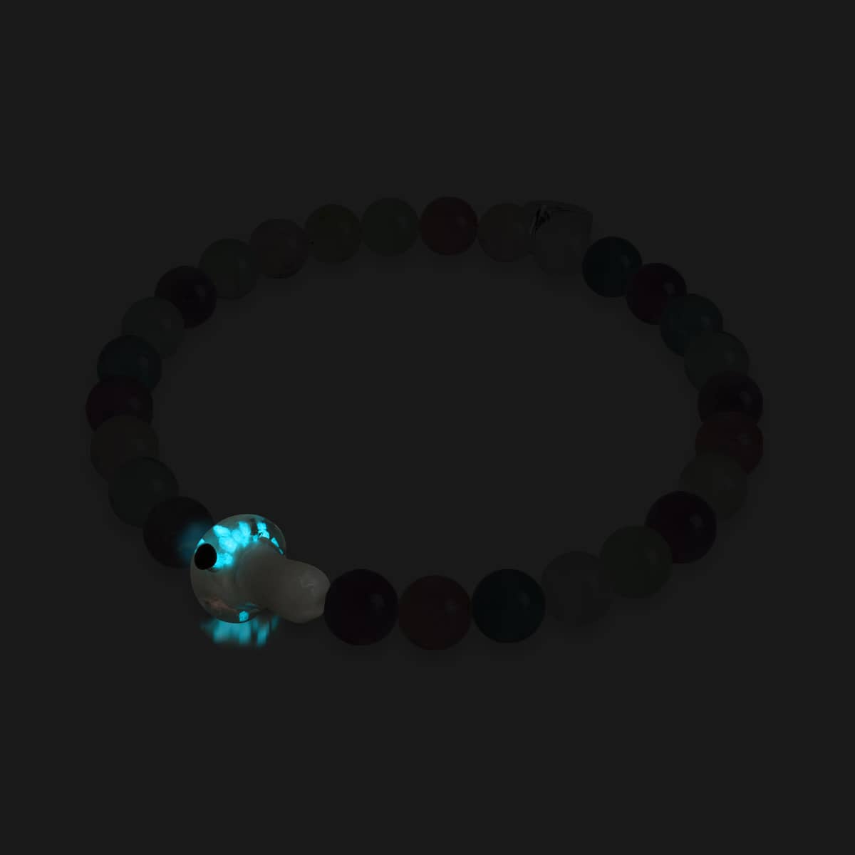 Fluorit | 925er Sterlingsilber | Glühwürmchen-Glaspilz-Edelsteinarmband