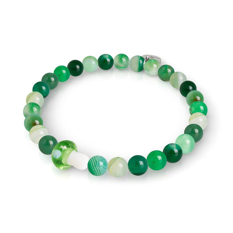 Grüner Achat | 925er Sterlingsilber | Glühwürmchen-Glaspilz-Edelsteinarmband