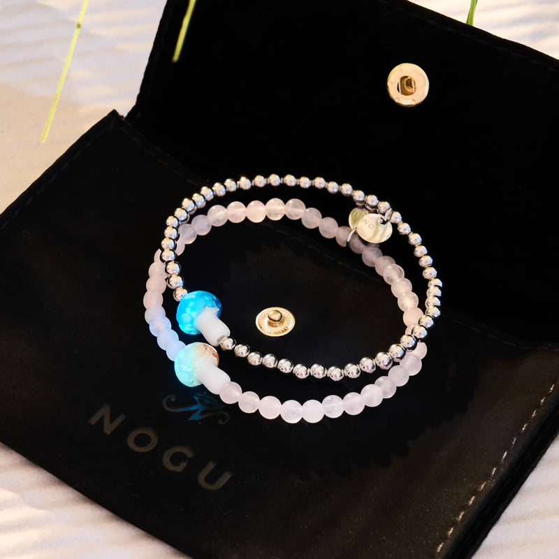 Firefly Glass Mushroom Bracelet 2 Set