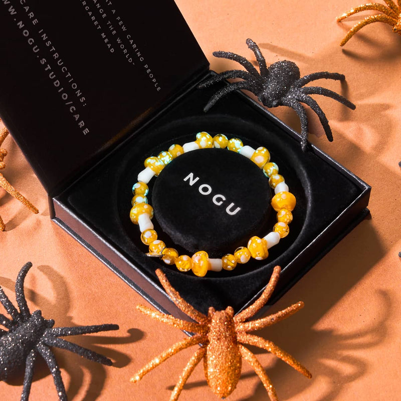 Orange | 925 Sterling Silber | Deluxe Glühwürmchen-Glaspilz-Armband